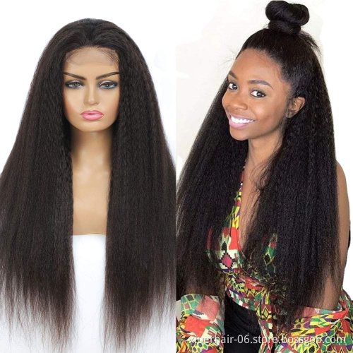 2021 Custom 360 Wet And Wavy Yaki Unprocessed 100%Human Afro Kinky Straight 180 Density 30 Human Hair Wigs For Black Women